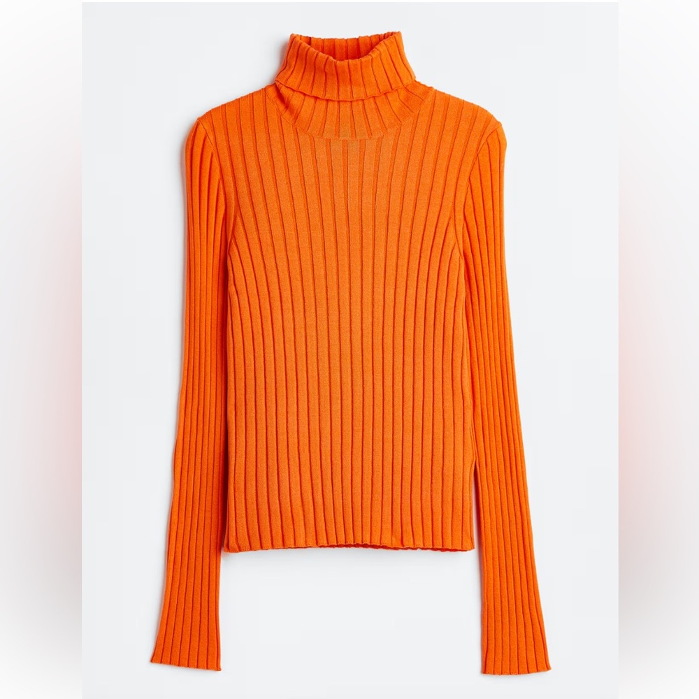 NWT H&M Divided Orange Ribbed Turtleneck Sweater (L)